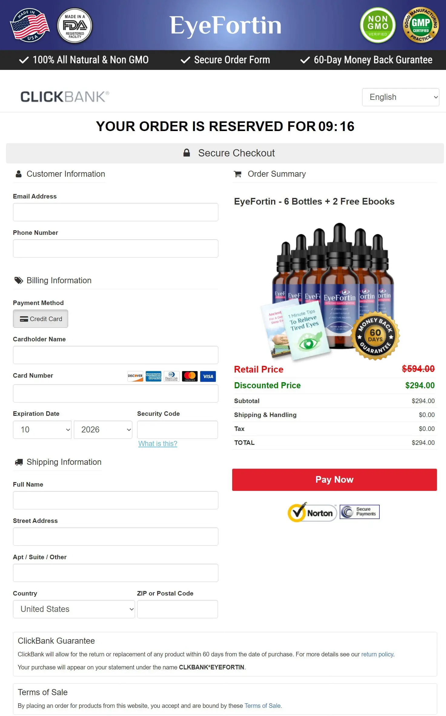EyeFortin order page